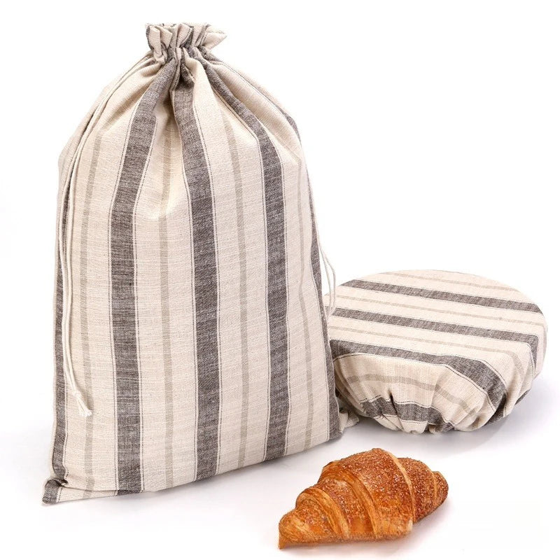 Reusable Linen Beeswax Bread Bags with Sourdough Proofing Cover Bread Storage Bag Nixie Coffee