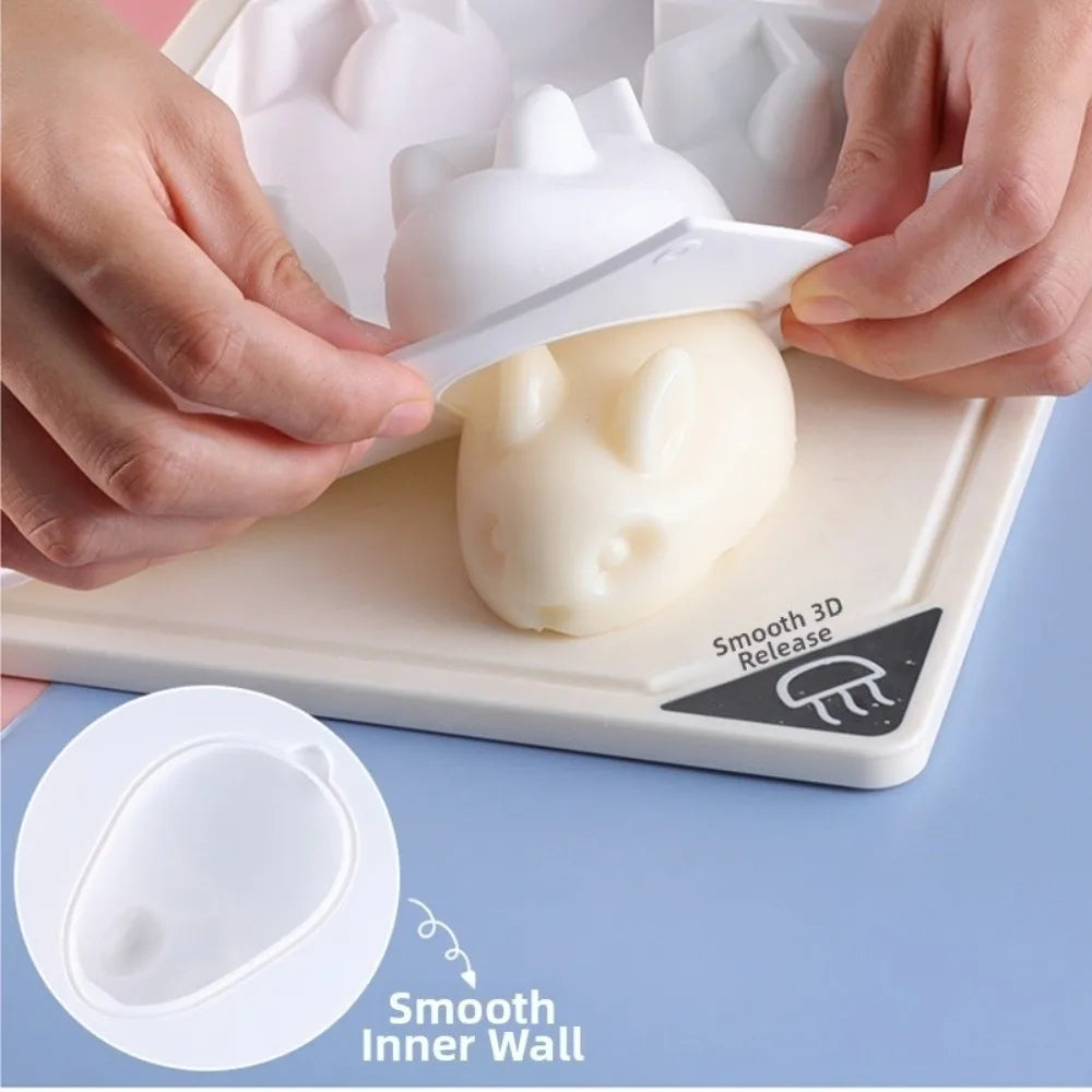 Silicone 3D Bunny Cake Mold – 6 Cavity Non-Stick Baking Mould