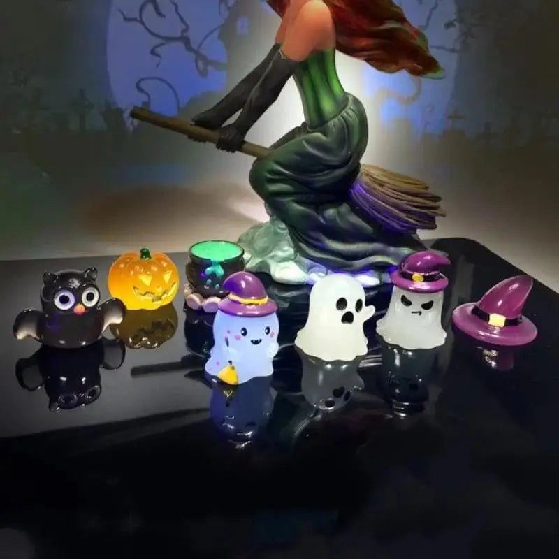 Glow-in-the-Dark Halloween Mini Resin Figurines Set 5pc Halloween Resin Figurines Nixie