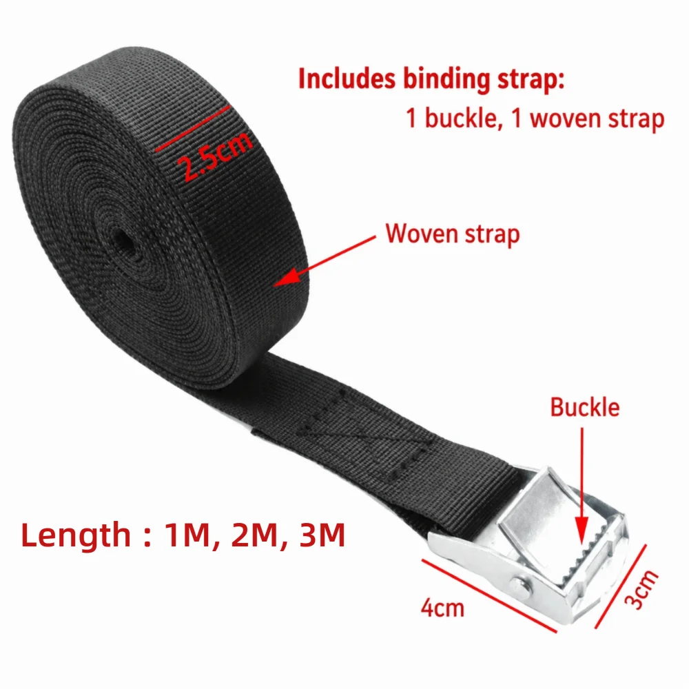 Black Ratchet Tie Down Straps 25mm Cam Buckle – 1/2/3M Cargo Tie Down Straps Nixie
