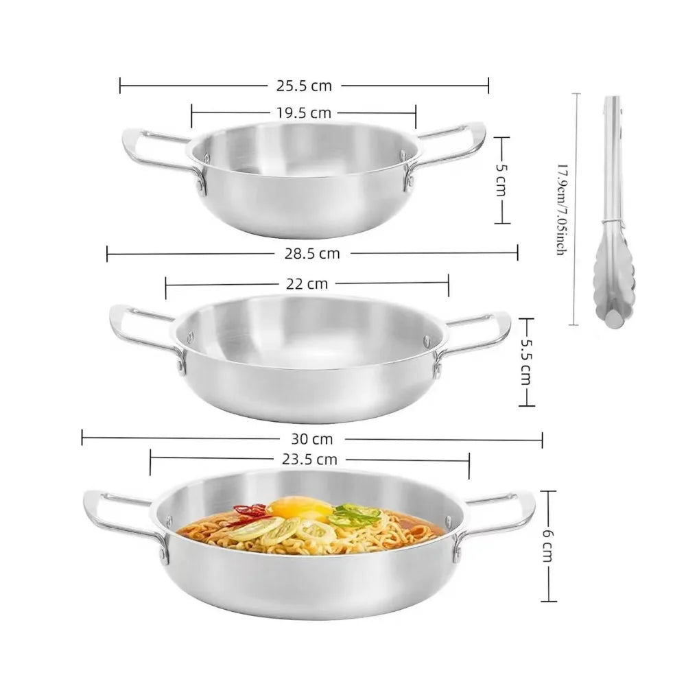 4-Piece Stainless Steel Noodle Soup Pot & Tong Set Cookware Set Nixie 4PCS-Silver