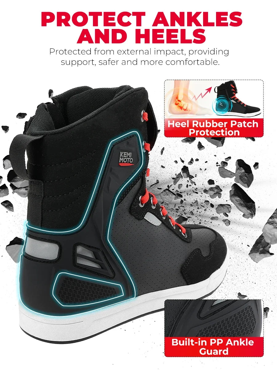 KEMIMOTO Motorcycle Riding Shoes – Ankle Boots for Men & Women Motorcycle Riding Boots Nixie