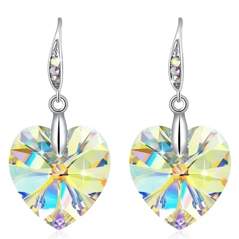 Heart Crystal Dangle Earrings – Zinc Alloy Hypoallergenic Dangle Earrings Nixie