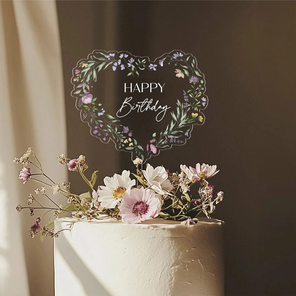 Acrylic Birthday & MR&MRS Wedding Cake Toppers – Floral
