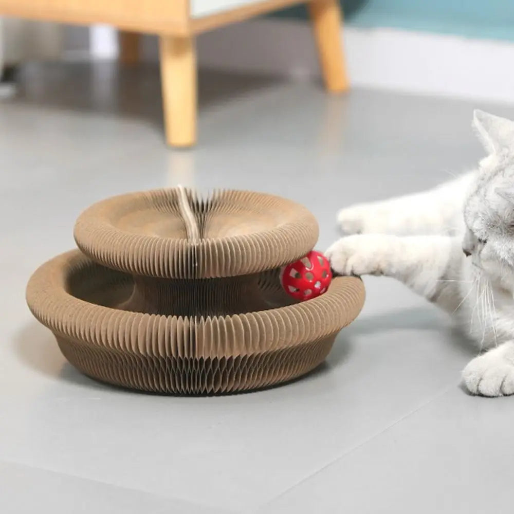 Kitty Kurlz Accordion Cat Toy – Scratch Pad & Bell Ball