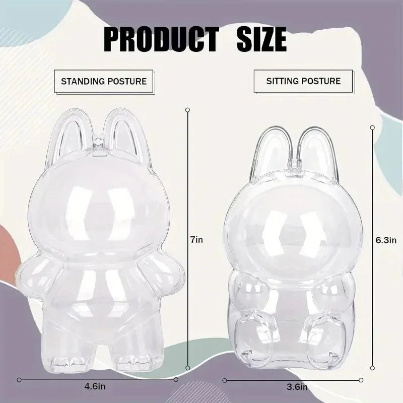 Labubu Doll Acrylic Display Case 6.3" with Keychain Doll Display Case Nixie