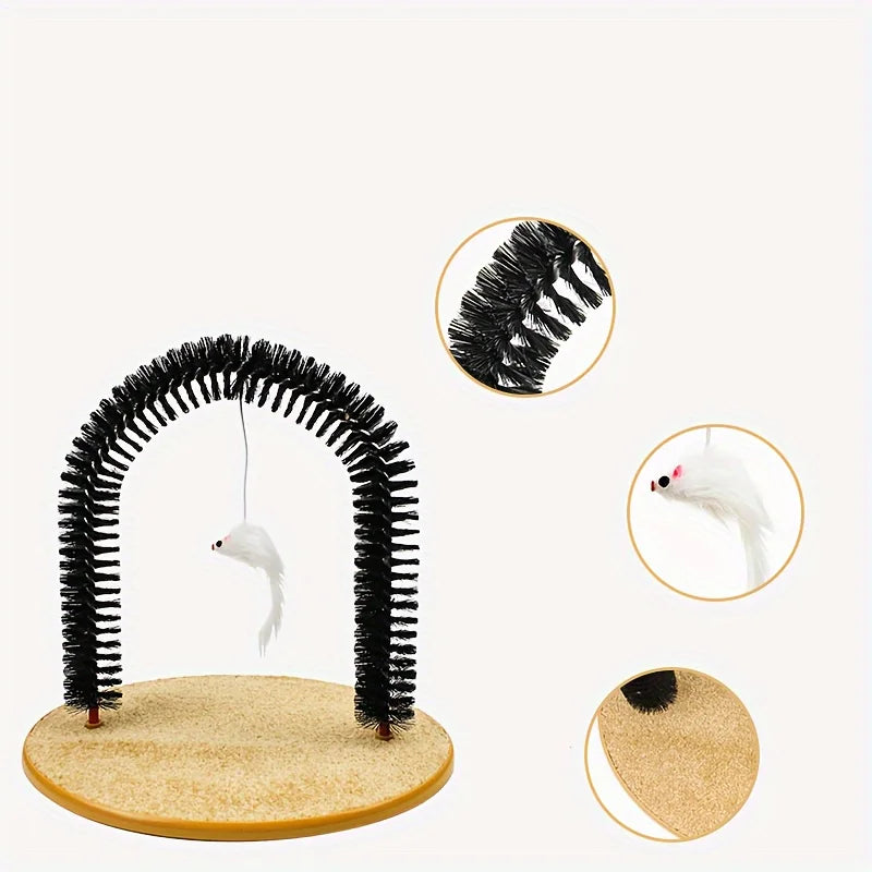 Cat Arch Self-Grooming Brush & Scratching Pad – Interactive Toy Cat Grooming Toy Nixie