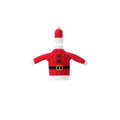 Christmas Knitted Wine Bottle Cover | Festive Sleeve Gift Bag Holiday Bottle Cover Nixie Red Belt