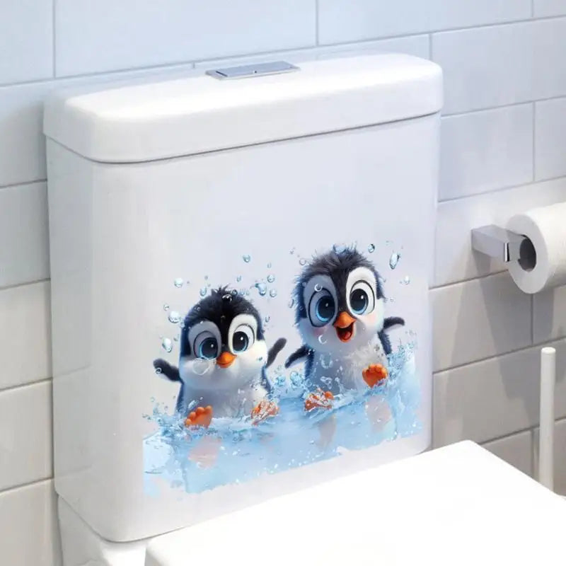 Penguin Toilet Lid Sticker – Waterproof Self-Adhesive PVC Decal Bathroom Decal Sticker Nixie