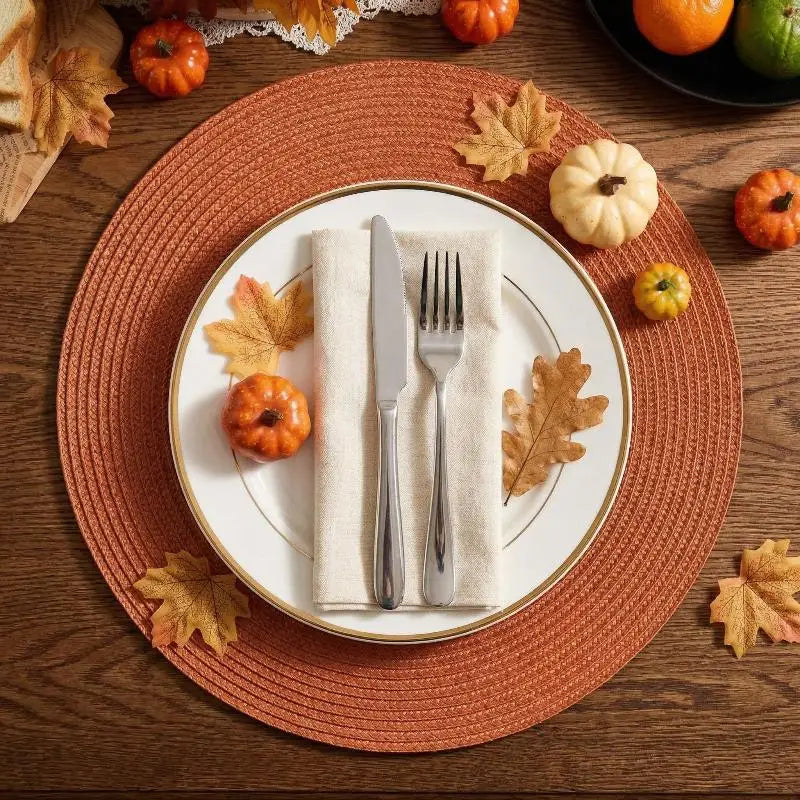 Round 38cm Woven Christmas Placemat – Heat-Resistant Table Mat Woven Table Placemat Nixie