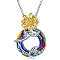 Crystal Sunflower Pendant Necklace | Gold & Silver Chain Pendant Necklace Nixie RED-BROWN