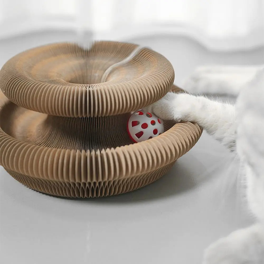 Kitty Kurlz Accordion Cat Toy – Scratch Pad & Bell Ball