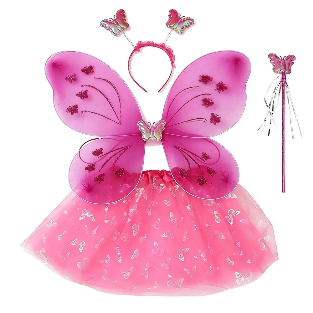 4-Piece Fairy Princess Costume Set – Wings, Wand, Skirt & Headband Kids Costume Set Nixie