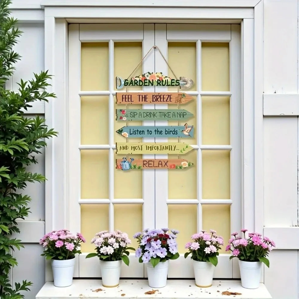 Rustic Wooden Garden Hanging Sign – Retro Wall Decor Plaque Garden Wall Plaque Nixie