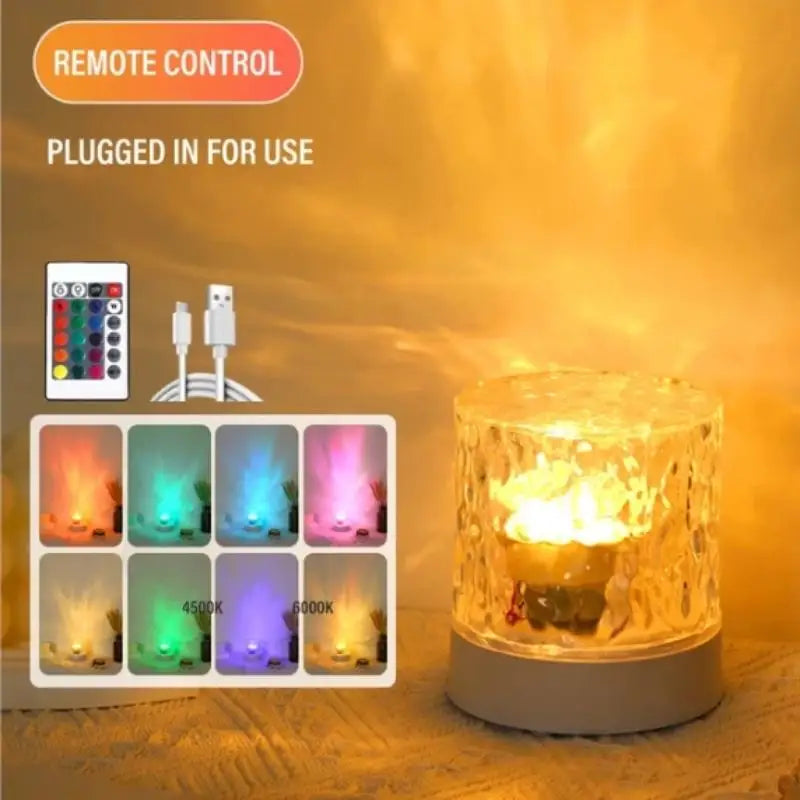 16-Color Rotating Water Ripple Ocean Projector Night Light Projector Night Light Nixie A