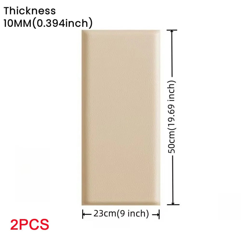 2pcs 3D Leather Soft Wall Panels Self-Adhesive 10mm Thick
