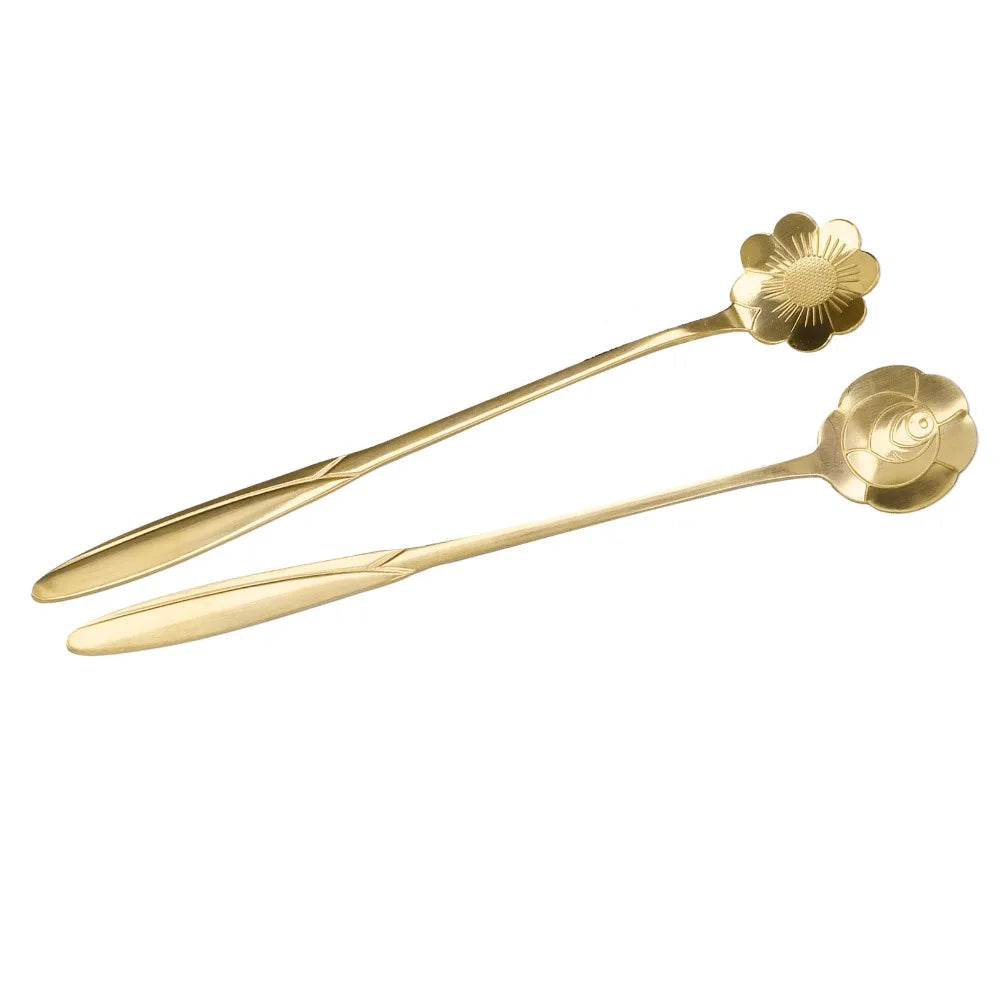 4Pcs Flower Shaped Stainless Steel Stirring Spoons Set Decorative Stirring Spoons Nixie