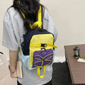 Dopamine Color-Block Backpack – Lightweight Waterproof Nylon Waterproof Backpack Nixie Dark blue
