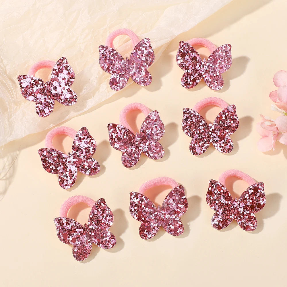 20pcs Glitter Butterfly Bow Elastic Hair Bands for Girls Girls Hair Accessories Nixie