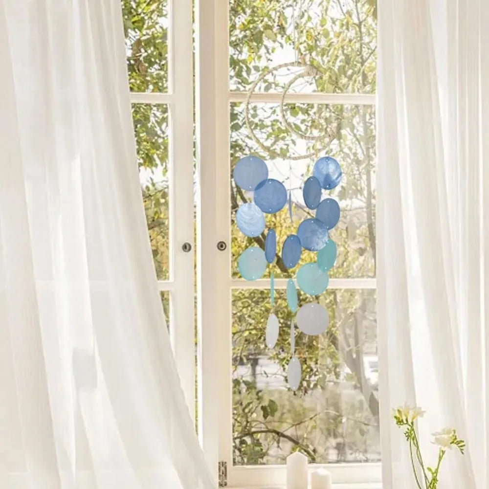 Shell Moon Wind Chimes – Natural Shell Dream Catcher Décor Wind Chime Nixie
