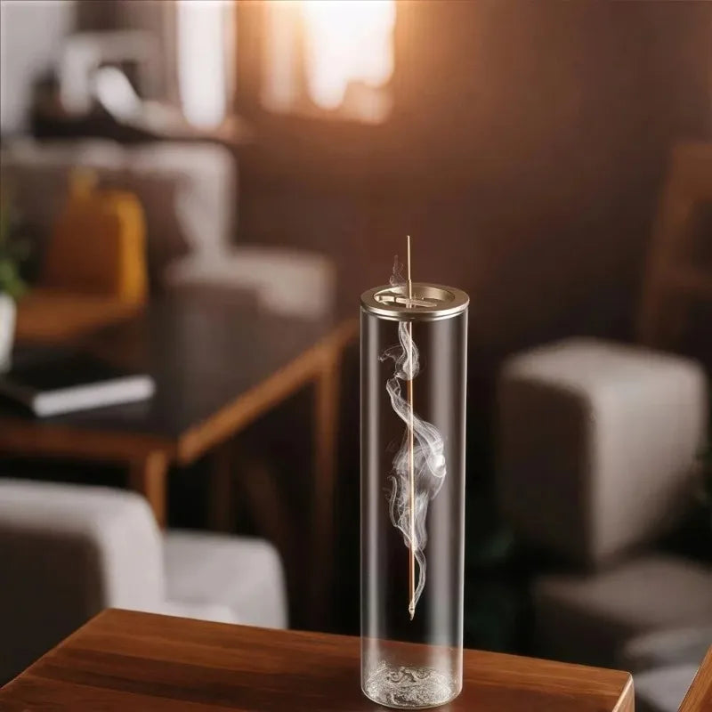 Cylindrical Glass Incense Stick Holder – Minimalist Zen Style Incense Holder Nixie