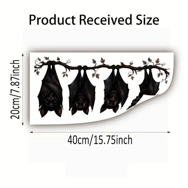Halloween Hanging Bats Wall Decal – Removable PVC Window Sticker Halloween Wall Decal Nixie