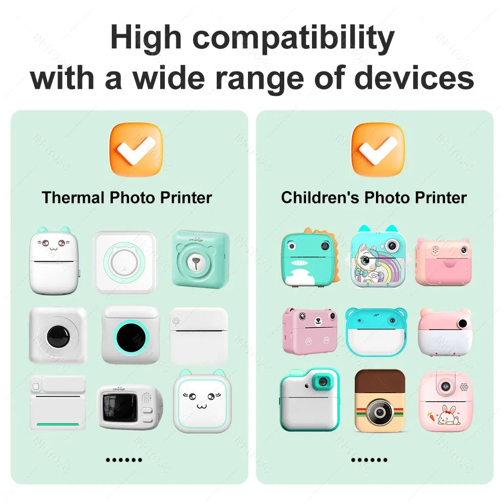 Mini Pocket Printer Thermal Paper Rolls – Kids Camera 6 & 10 Pack
