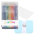 Metallic Gel Pens 12 Colors + 24 Watercolor Postcards Set Gel Pen Art Set Nixie Style 1
