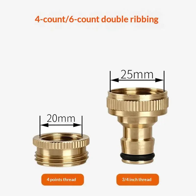 Solid Brass Garden Hose Fitting 3/4" & 1/2" Quick Connector