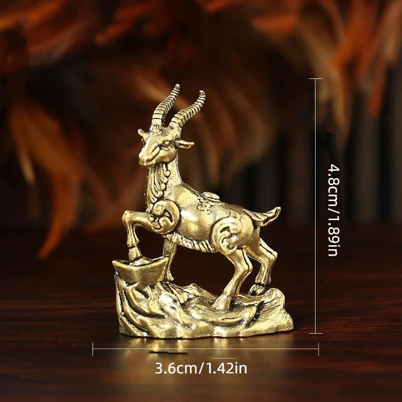 Feng Shui Brass Goat Figurine Lucky Zodiac Desktop Ornament Decorative Figurine Nixie