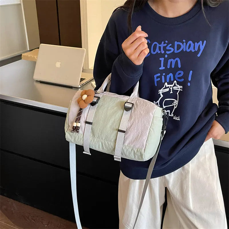 Nixie Color-Block Canvas Boston Pillow Shoulder Bag | Unisex