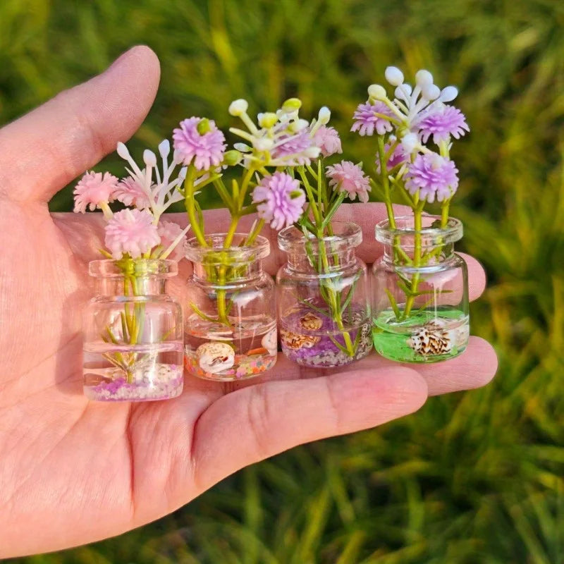 4-Pack Glow in the Dark Glass Mini Vase Set – Home & Car Decor Glass Mini Vase Set Nixie