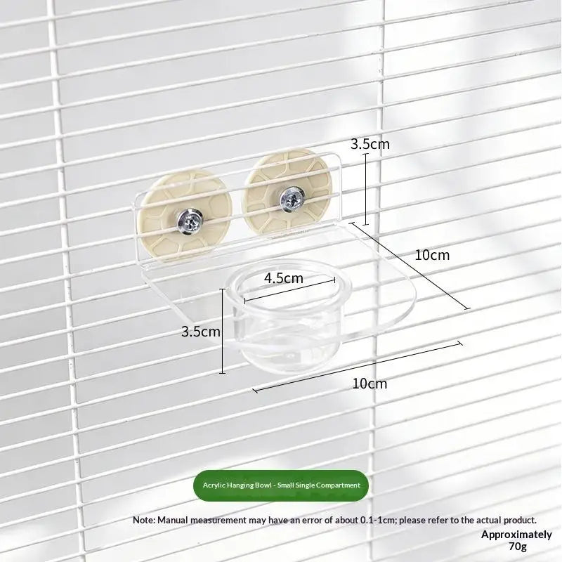 Clear Acrylic Dual Pet Feeder Bowl – Cage Clip Small Animals Pet Feeder Bowl Nixie A1