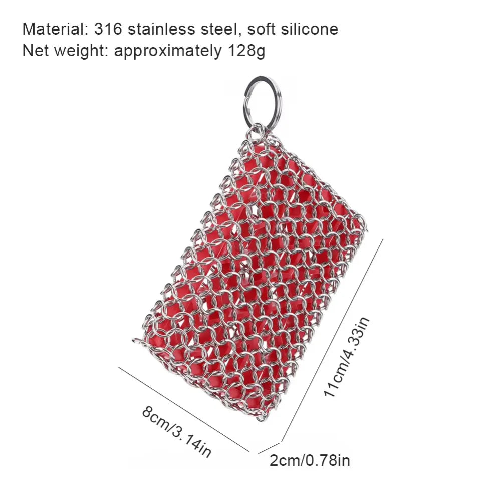 Stainless Steel Chainmail Scrubber for Cast Iron & Cookware Chainmail Scrubber Nixie
