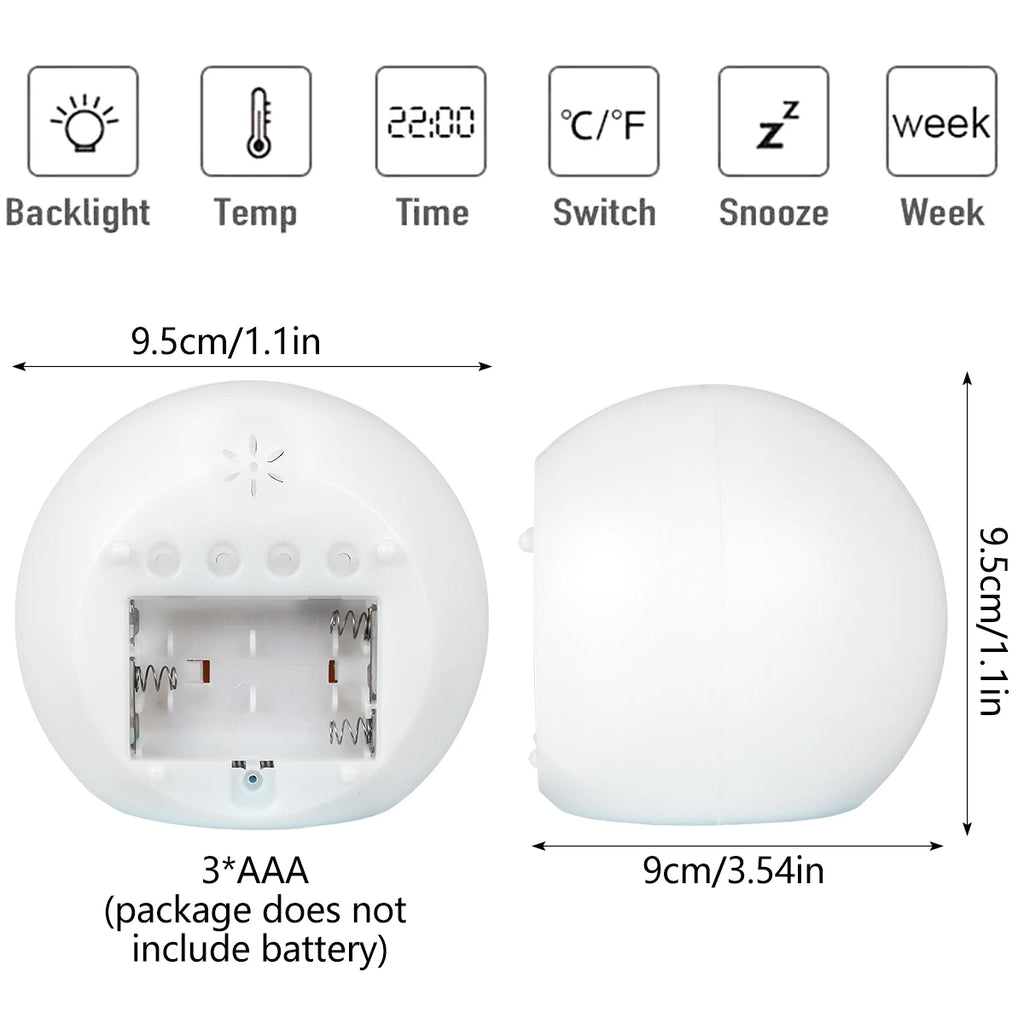 Kids Digital Alarm Clock 7-Color Night Light & Temperature Kids Alarm Clock Nixie