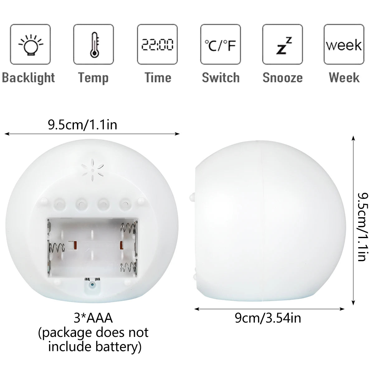 Kids Digital Alarm Clock 7-Color Night Light & Temperature