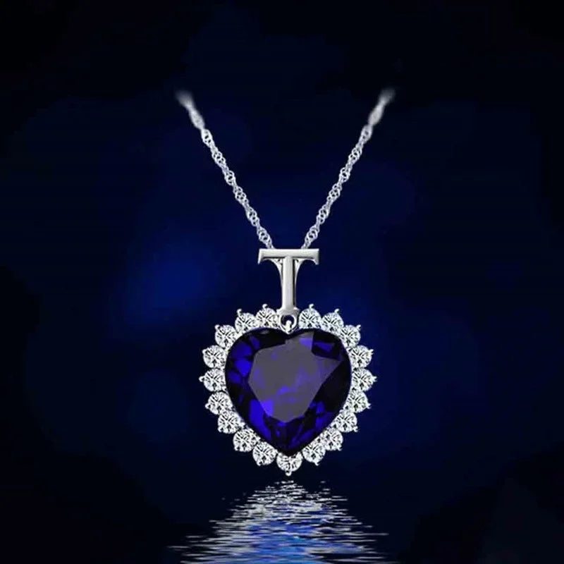 Heart of the Ocean Blue Crystal Pendant Necklace | Titanic Pendant Necklace Nixie