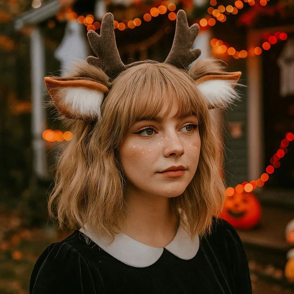 Reindeer Antler Headband – Christmas Party Headpiece for Adults Holiday Headband Nixie