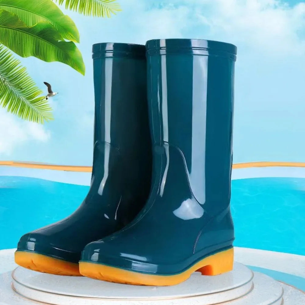 Women's Waterproof Mid-Calf Rain Boots – Non-Slip PVC Garden Boots Women's Rain Boots Nixie Green 38