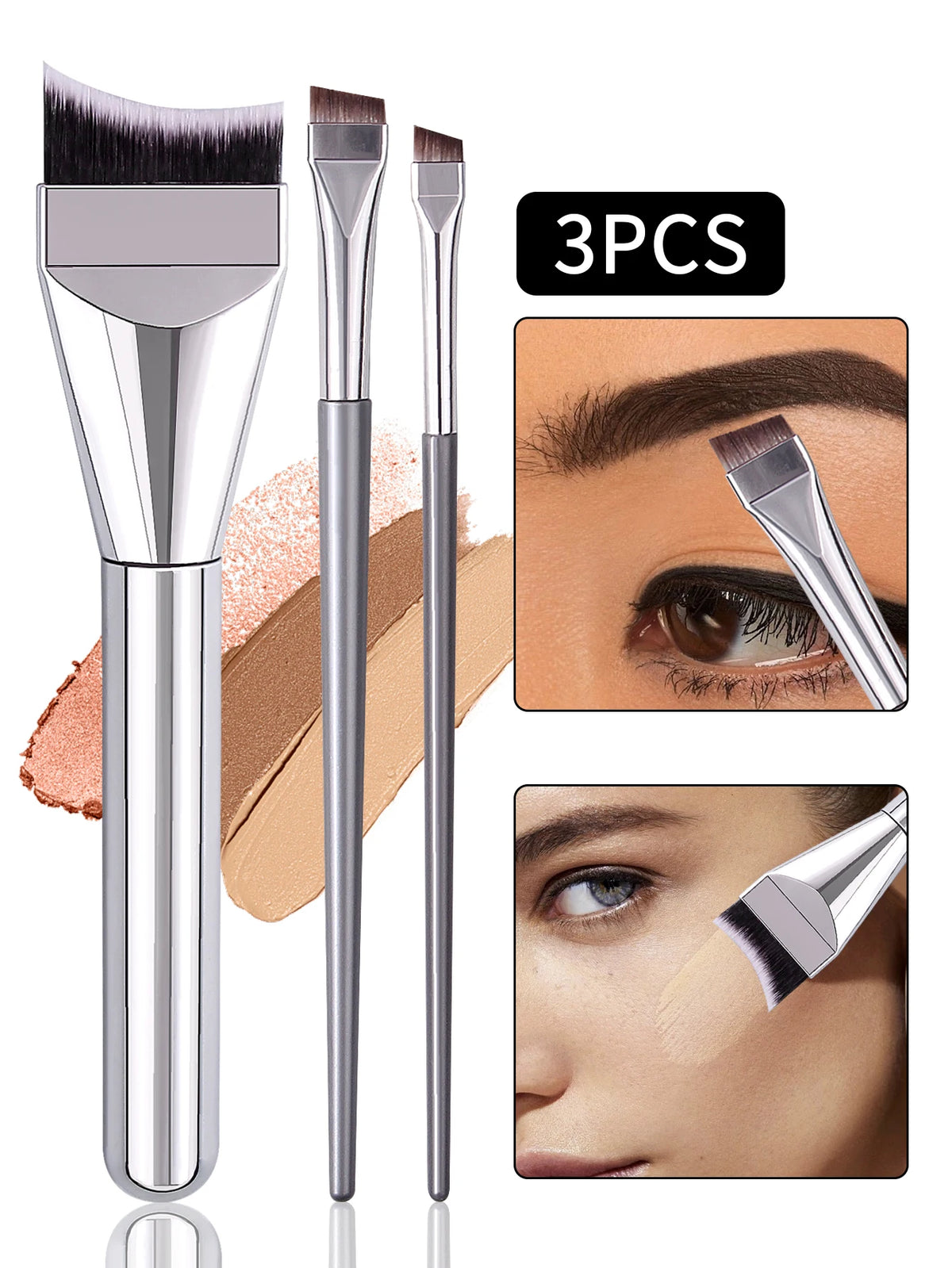 3-Piece Makeup Brush Set – Foundation, Mask & Eyeliner Brushes Makeup Brush Set Nixie