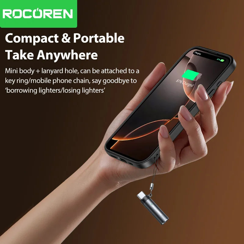 Rocoren USB-C Flameless Mini Lighter – Tungsten Blow-to-Ignite Electric Lighter Nixie
