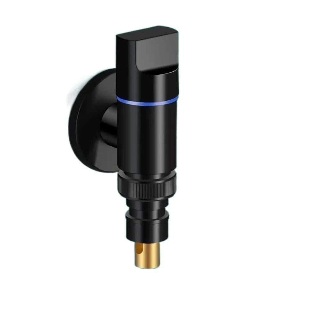 Wall-Mounted Stainless Steel Washing Machine Faucet Valve G1/2 Angle Valve Faucet Nixie Black