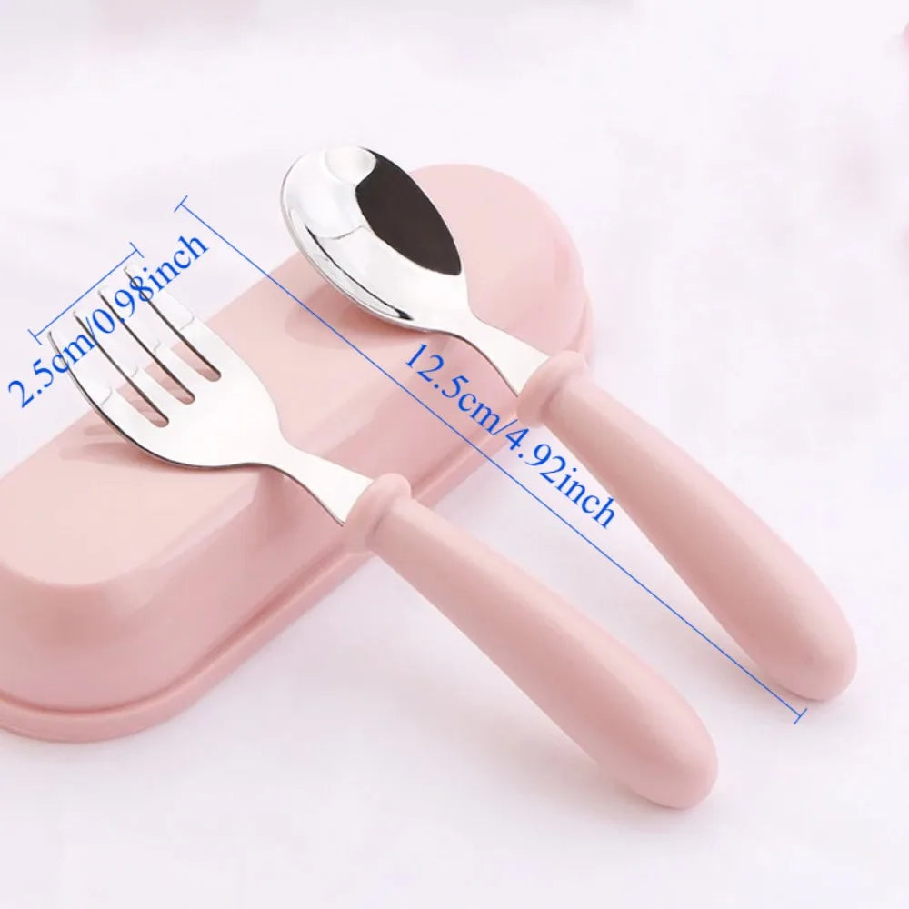 Portable 316L Stainless Steel Spoon & Fork Set with Case
