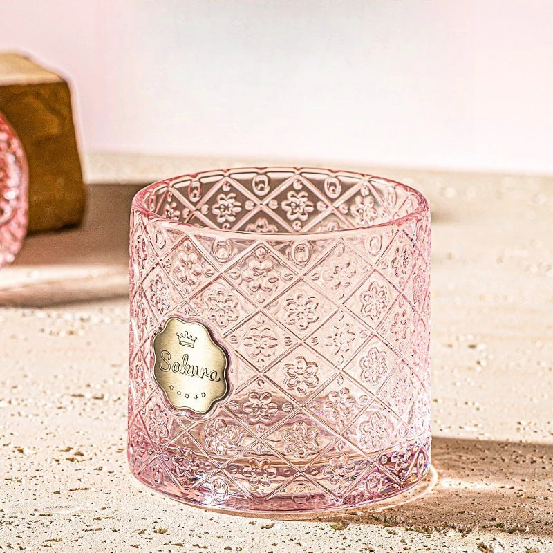 Pink Cherry Blossom Rotating Glass – Beer, Whiskey & Juice Decorative Drinking Glass Nixie