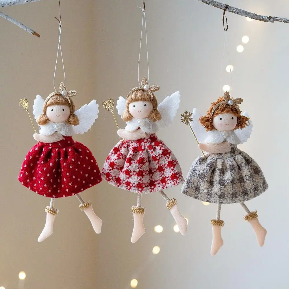 Cloth Angel Girl Christmas Ornament Pendant – Red White Grey Christmas Ornament Nixie
