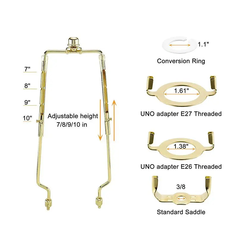 Adjustable 7–10" Lamp Shade Harp Holder E26 E27 Fitter Adapter Set