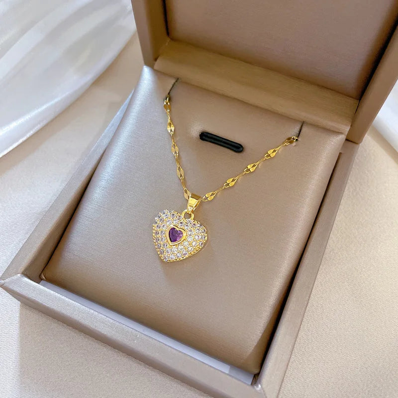 Heart Pendant Necklace Gold – Minimalist Stainless Steel Choker Pendant Necklace Nixie