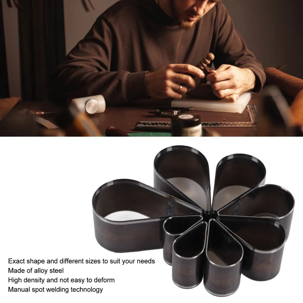 8-Piece Teardrop Leather Cutting Dies Set with Storage Box Leather Cutting Dies Nixie