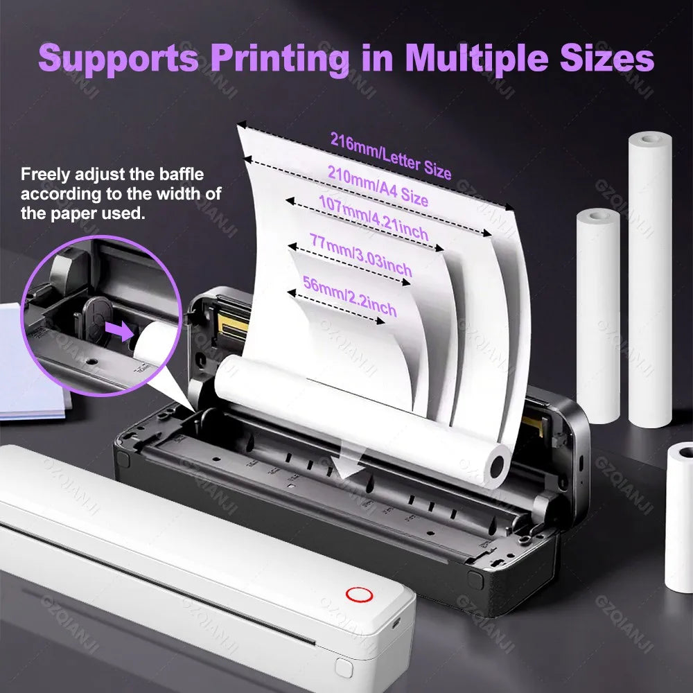 INSTOFC Portable Wireless Inkless Thermal Printer – A4 & Letter