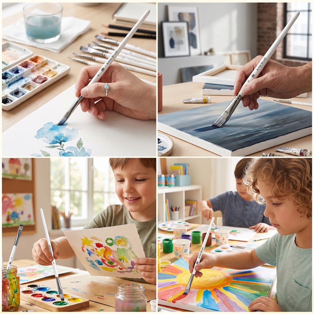 10-Piece Paint Brush Set – Watercolor, Acrylic & Oil Art Brushes Artist Paint Brushes Nixie